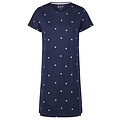 By Louise By Louise Dames Nachthemd Korte Mouw Blauw Hartjes