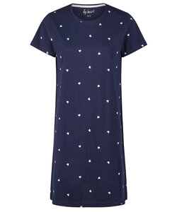 By Louise Dames Nachthemd Korte Mouw Blauw Hartjes