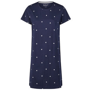By Louise Dames Nachthemd Korte Mouw Blauw Hartjes