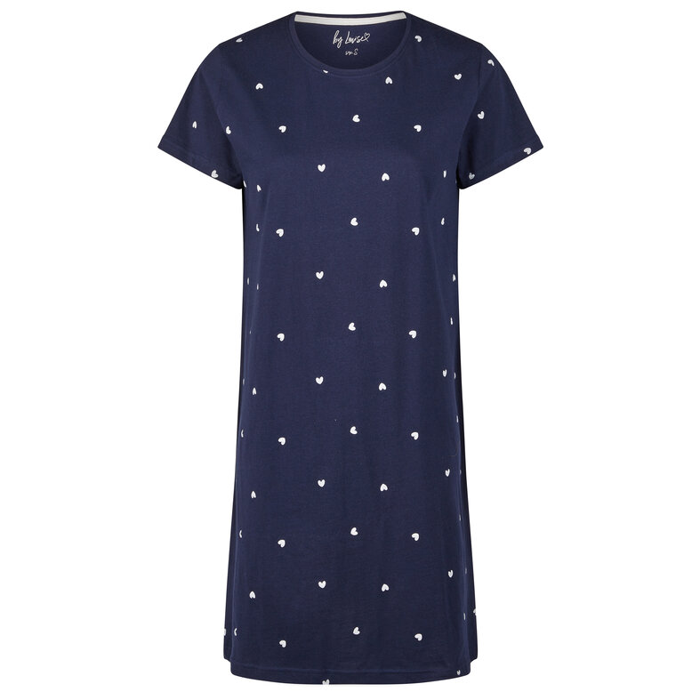 By Louise By Louise Ladies Nightshirt Short Sleeve Blue Hearts