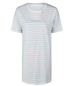 By Louise Ladies Nightshirt Short Sleeve Light Blue Striped