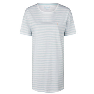 By Louise Ladies Nightshirt Short Sleeve Light Blue Striped