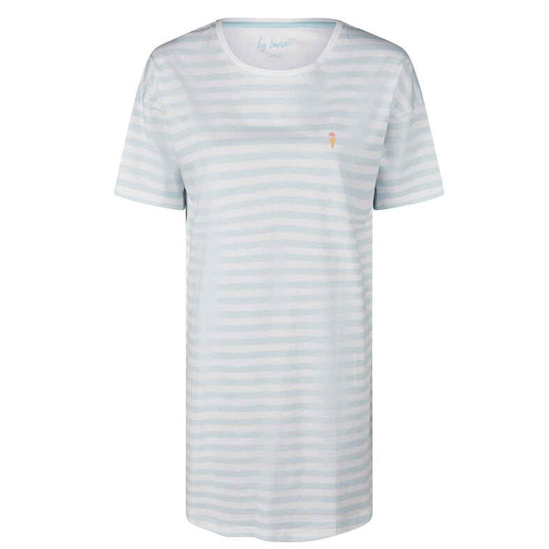 By Louise By Louise Ladies Nightshirt Short Sleeve Light Blue Striped