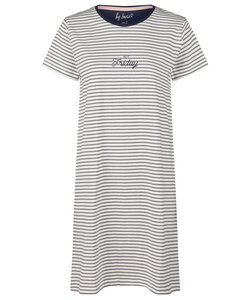 By Louise Ladies Nightshirt Short Sleeve White Striped