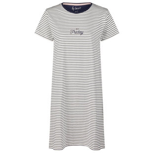 By Louise Ladies Nightshirt Short Sleeve White Striped