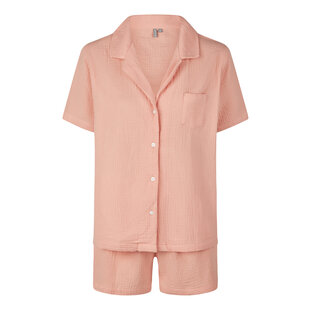 By Louise Dames Korte Pyjama Set Mousseline Shortama Roze