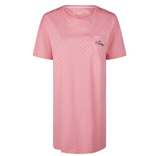 By Louise Ladies Nightshirt Short Sleeve Pink Dotted