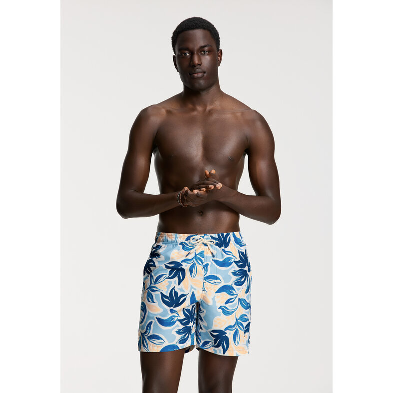 Shiwi Shiwi Heren Zwemshort MIKE 7" Gebloemde Print Blauw/Oranje