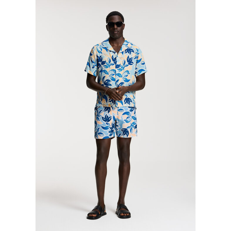 Shiwi Shiwi Heren Zwemshort MIKE 7" Gebloemde Print Blauw/Oranje