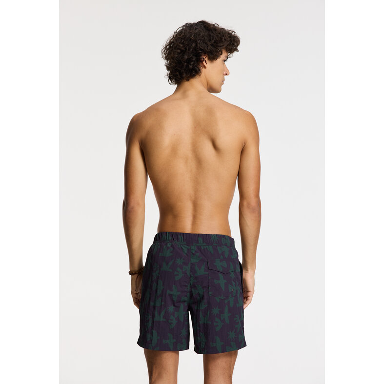 Shiwi Shiwi Heren Zwemshort NICK 6" Vogel Print Paars/Groen