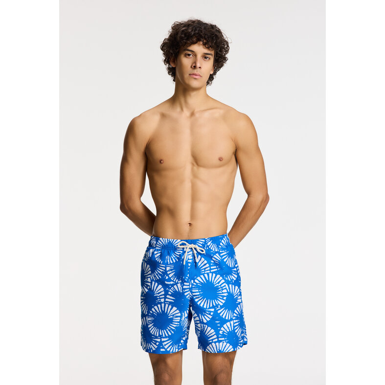 Shiwi Shiwi Heren Zwemshort MIKE 7" Gerimpelde Print Blauw/Wit