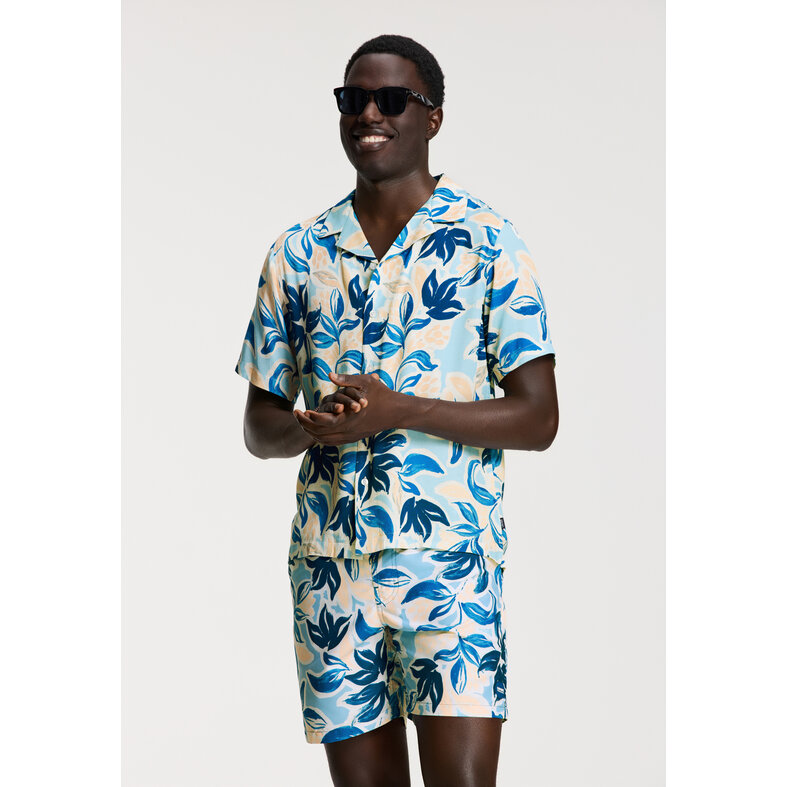 Shiwi Shiwi Heren Zwemshort MIKE 7" Gebloemde Print Blauw/Oranje