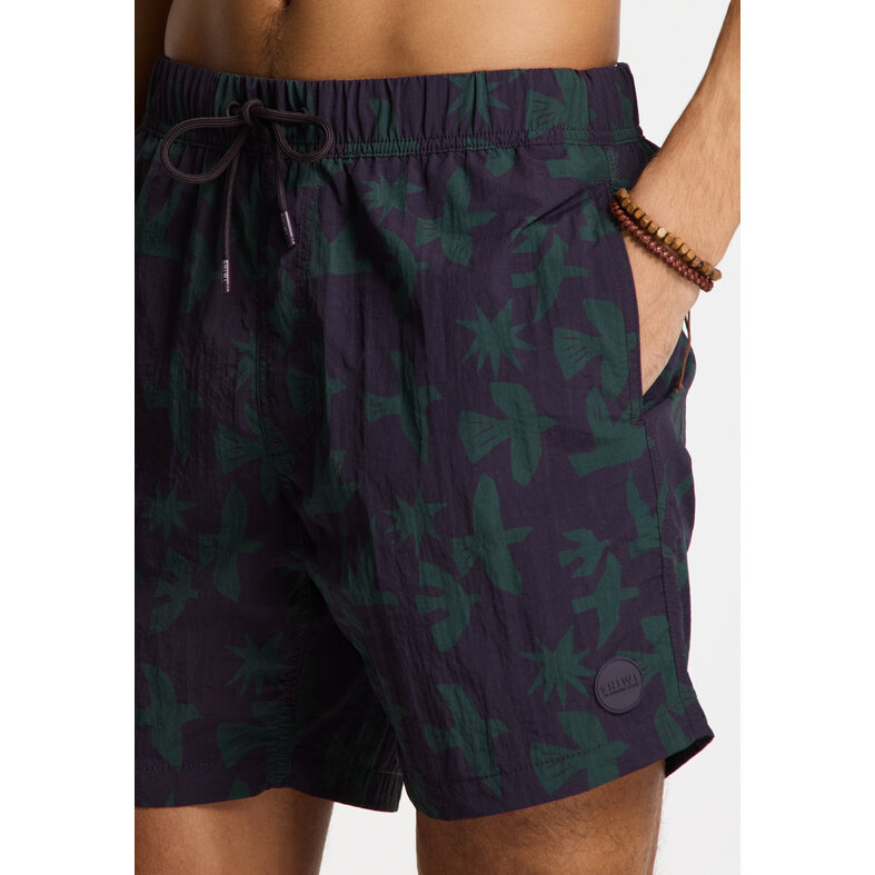 Shiwi Shiwi Heren Zwemshort NICK 6" Vogel Print Paars/Groen