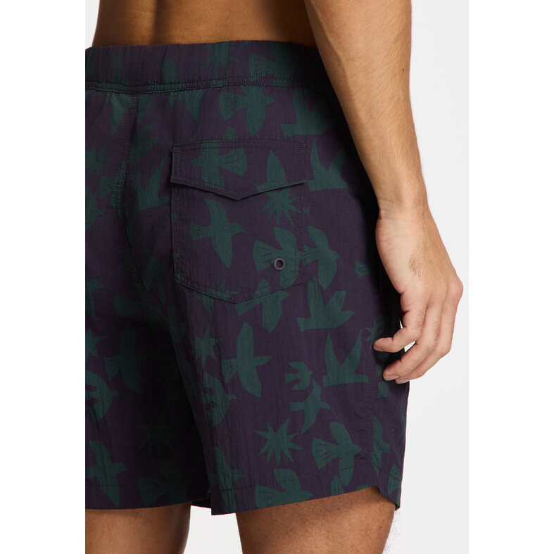 Shiwi Shiwi Heren Zwemshort NICK 6" Vogel Print Paars/Groen