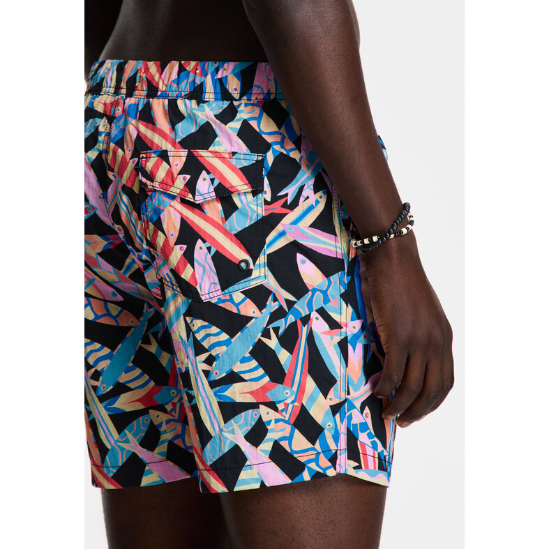 Shiwi Shiwi Men's Swim Short NICK 6" Fish Print Multicolor