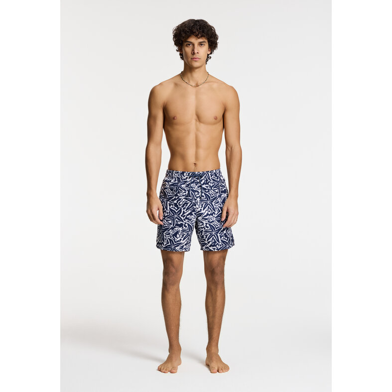 Shiwi Shiwi Men's Swim Short MIKE 7" Starfish Print Dark Blue/White