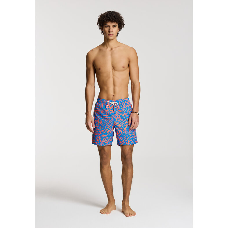 Shiwi Shiwi Men's Swim Short MIKE 7" Starfish Print Blue/Orange