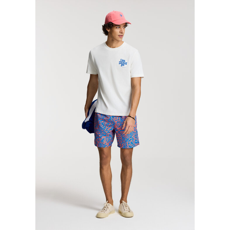 Shiwi Shiwi Men's Swim Short MIKE 7" Starfish Print Blue/Orange