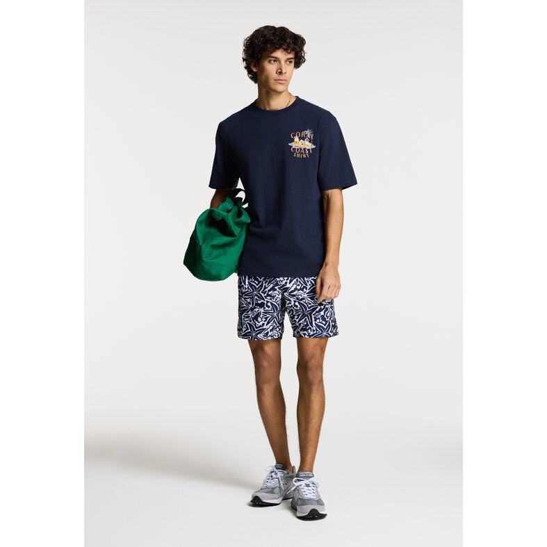 Shiwi Shiwi Heren Zwemshort MIKE 7" Zeester Print Donkerblauw/Wit