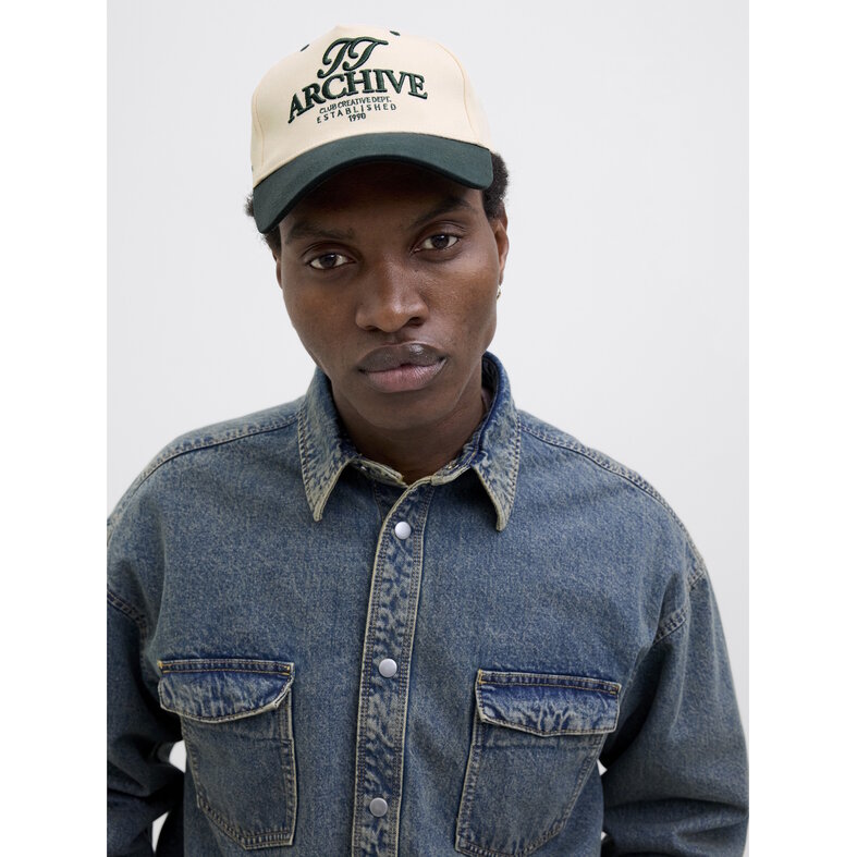 Jack & Jones Jack & Jones Men's Baseball Cap JACFRAME Cap Cream White/Green