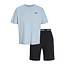 Jack & Jones Jack & Jones Heren Korte Shortama Pyjamaset JACOMAHA Ronde Hals Lichtblauw/Zwart