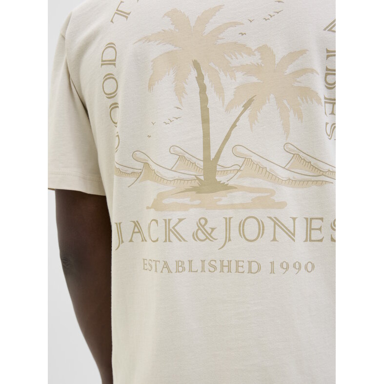 Jack & Jones Jack & Jones Men's T-shirt JJSUMMER Round Neck Beige