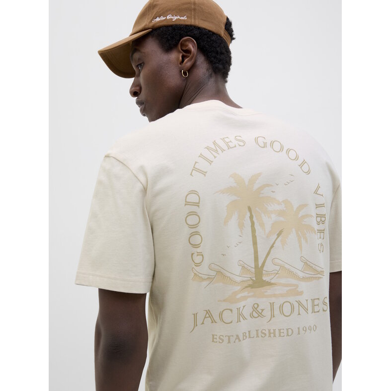 Jack & Jones Jack & Jones Heren T-shirt JJSUMMER Ronde Hals Beige