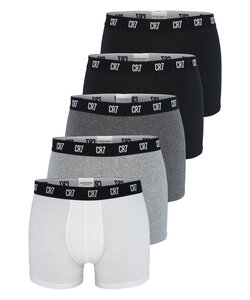 CR7 Heren Boxershorts Korte Pijp Multipack Katoen 5-Pack Wit/Grijs/Zwart