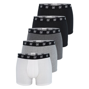 CR7 Men's Boxer Shorts Short Pipe Multipack Cotton 5-Pack White/Grey/Black