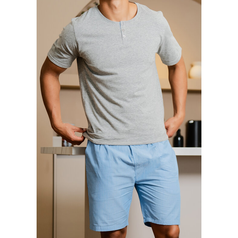Phil & Co Phil & Co Heren Shortama Korte Pyjama Set Grijs/Blauw