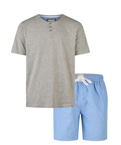 Phil & Co Heren Shortama Korte Pyjama Set Grijs/Blauw
