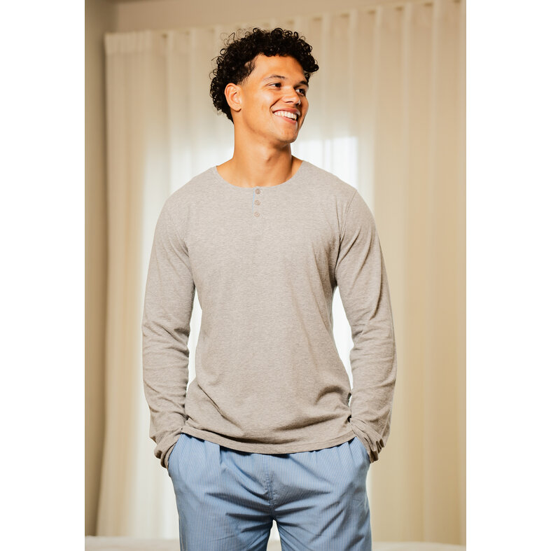 Phil & Co Phil & Co Men's Pyjama Set Long Gray/Blue Striped