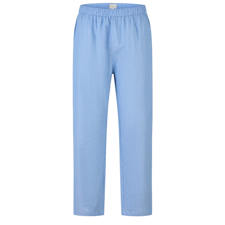 Phil & Co Phil & Co Men's Pyjama Set Long Woven Cotton Light Blue Striped