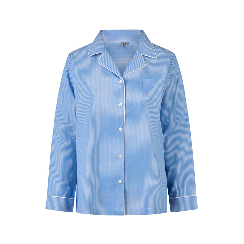 By Louise By Louise Ladies Pyjama Set Short + Blouse Solid Light Blue