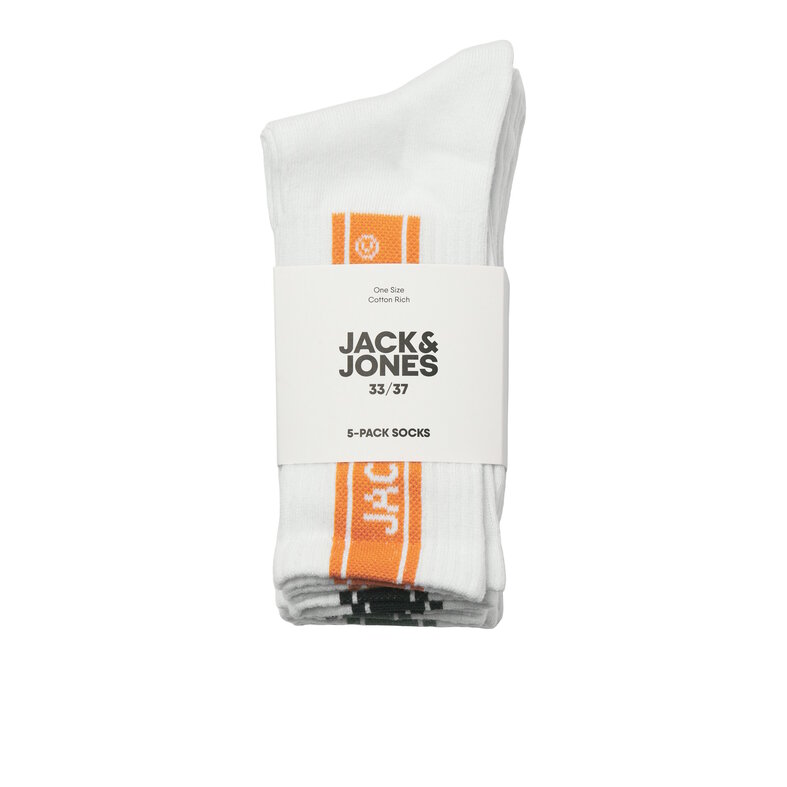 Jack & Jones Junior Jack & Jones Junior Jongens Sport Sokken JACSETH Tennis Sokken 5-Pack Wit