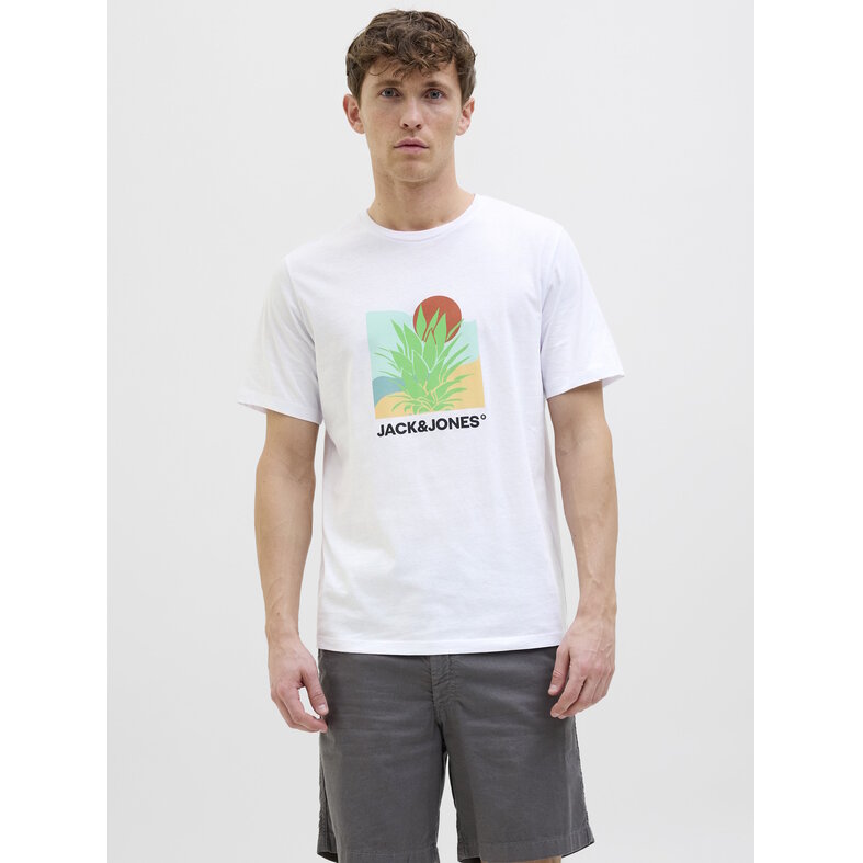 Jack & Jones Jack & Jones Heren T-shirt JJBARBADOS Ronde Hals Wit