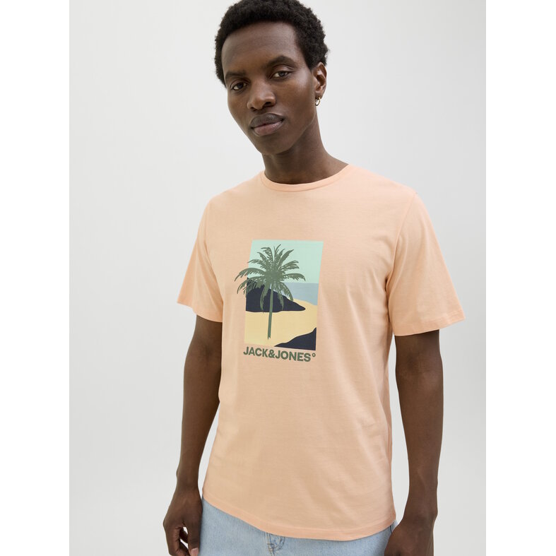 Jack & Jones Jack & Jones Men's T-shirt JJBARBADOS Round Neck Orange