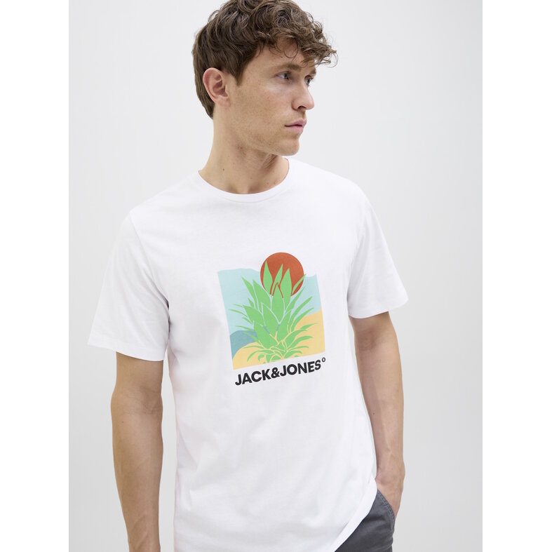 Jack & Jones Jack & Jones Heren T-shirt JJBARBADOS Ronde Hals Wit
