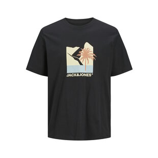 Jack & Jones Heren T-shirt JJBARBADOS Ronde Hals Zwart