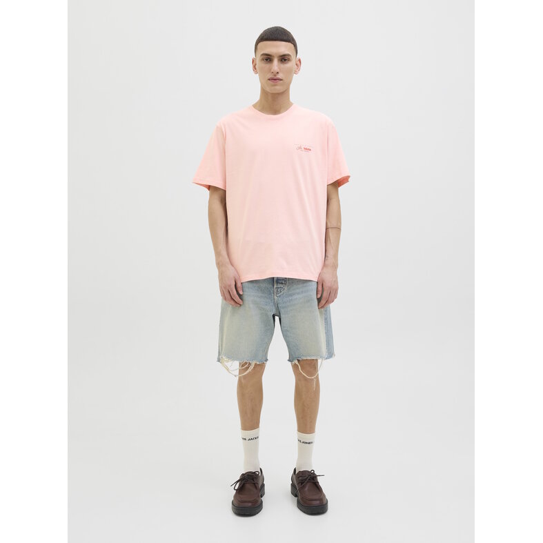 Jack & Jones Jack & Jones Heren T-shirt JORALMERIA Relaxed Fit Ronde Hals Roze
