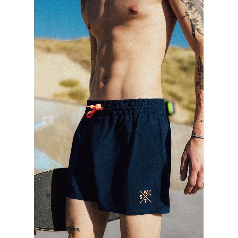 WATTS WATTS Men's Swim Short R-COOLZ Solid Navy Blue