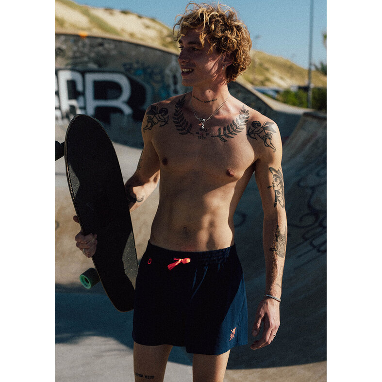 WATTS WATTS Men's Swim Short R-COOLZ Solid Navy Blue