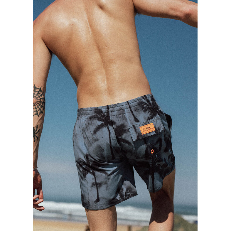 WATTS WATTS Heren Zwemshort RAINBOW Palm Print Blauwgrijs