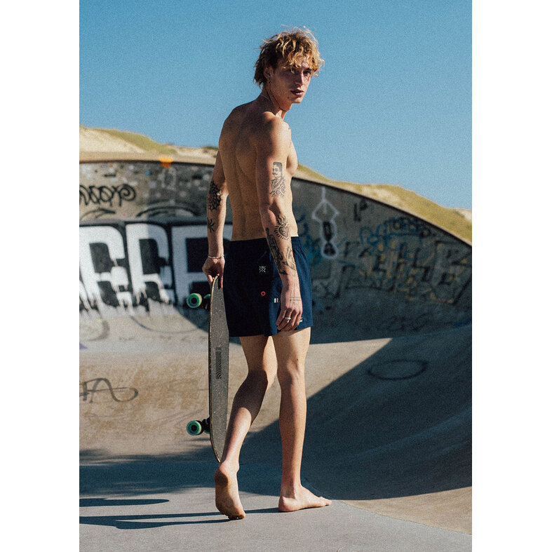 WATTS WATTS Men's Swim Short R-COOLZ Solid Navy Blue