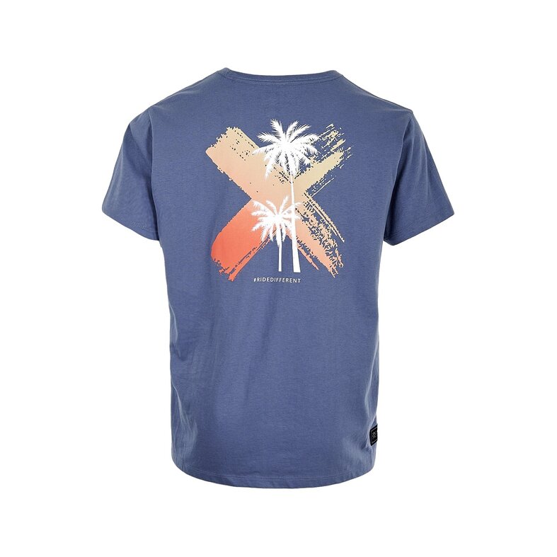 WATTS WATTS Unisex Logo Backprint T-Shirt PALM Organisch Katoen Blauw