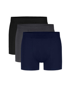 Ten Cate Heren Boxershorts Trunks Modal 3-Pack Effen Grijs/Donkerblauw/Zwart
