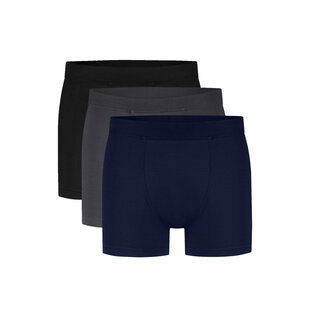 Ten Cate Men's Boxer Shorts Trunks Modal 3-Pack Plain Gray/Dark Blue/Black