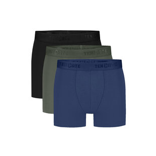 Ten Cate Men's Boxer Shorts Trunks Modal 3-Pack Plain Green/Blue/Black