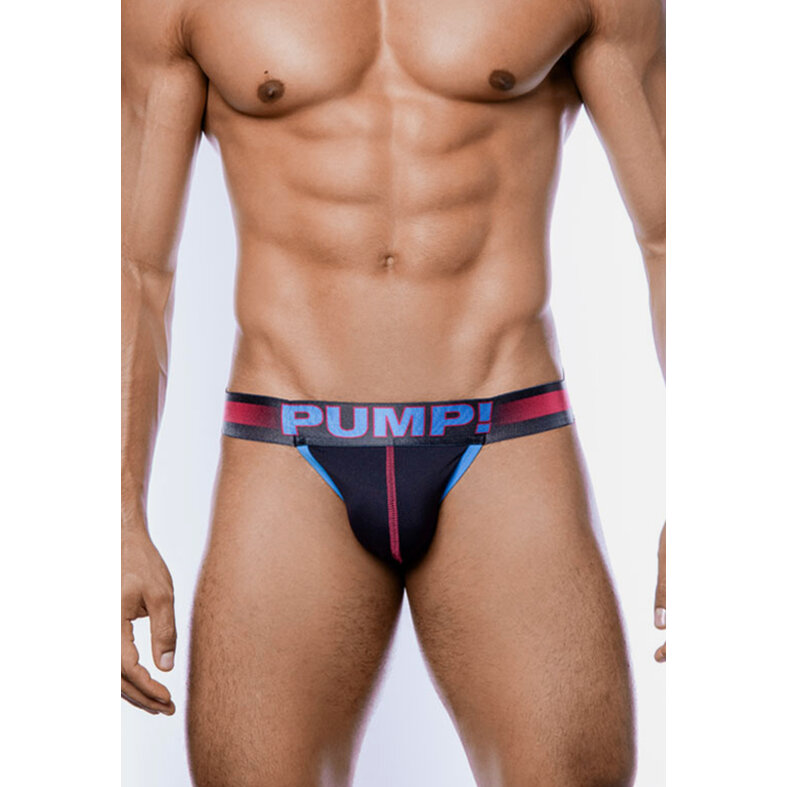PUMP! PUMP Heren Play Jockstrap Zwart/Fuchsia Roze-Rood/Blauw