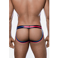 PUMP! PUMP Men's Play Jockstrap Black/Fuchsia Pink-Red/Blue